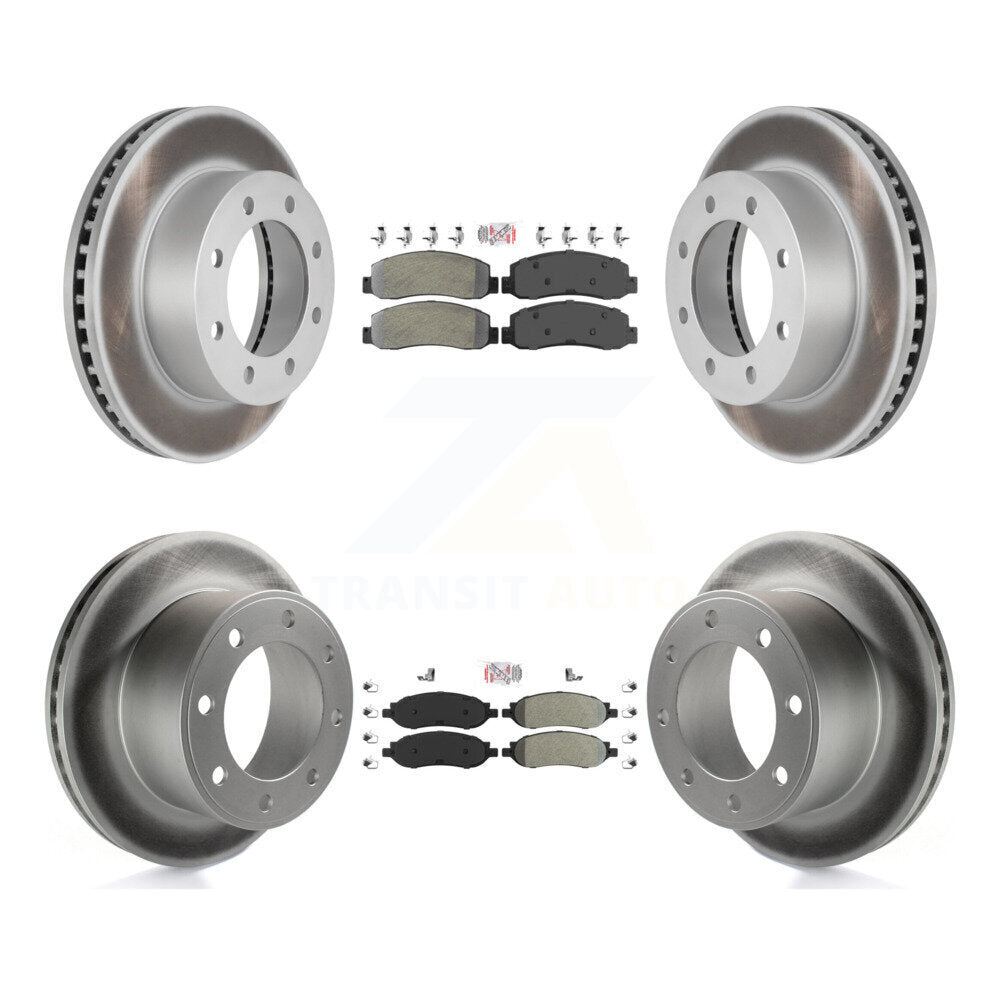Front Rear Semi-Metallic Pad Coated Disc Brake Rotors Kit For Ford F-350 Super Duty F-250 KGA-101304
