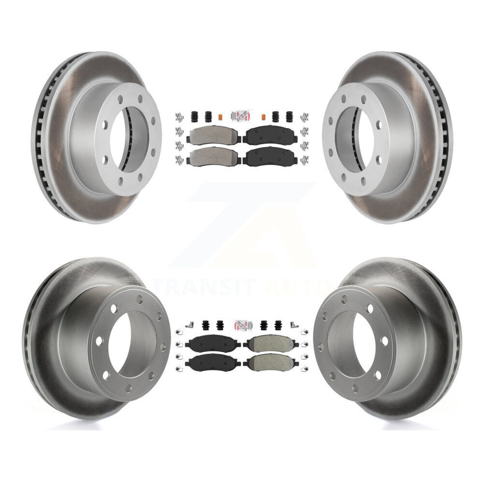 Front Rear Semi-Metallic Pad Coated Disc Brake Rotors Kit For Ford F-350 Super Duty F-250 KGA-101305