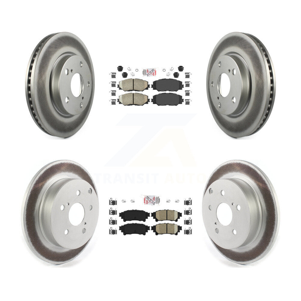 Front Rear Ceramic Pads And Coated Disc Brake Rotors Kit For 2012-2018 Toyota Prius V KGA-101336