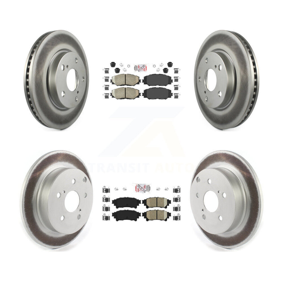 Front Rear Ceramic Pads And Coated Disc Brake Rotors Kit For 2012-2018 Toyota Prius V KGA-101336