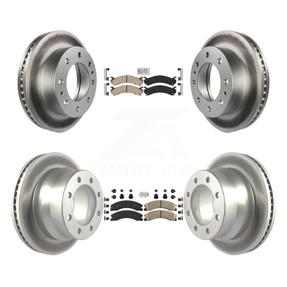 Front Rear Ceramic Pad Coated Disc Brake Rotors Kit For Chevrolet Express 4500 GMC Savana KGA-101350