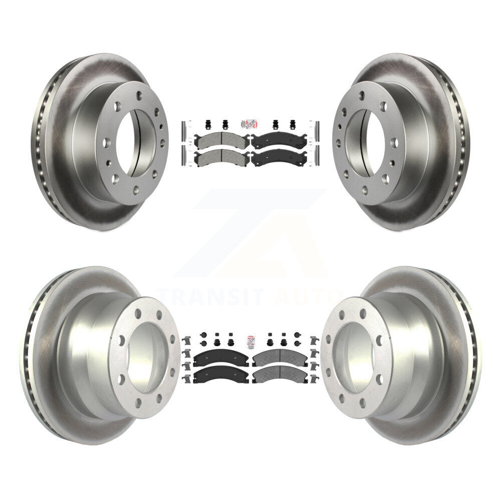 Front Rear Semi-Metallic Pad Coated Brake Rotor Kit For Chevrolet Express 4500 GMC Savana KGA-101353