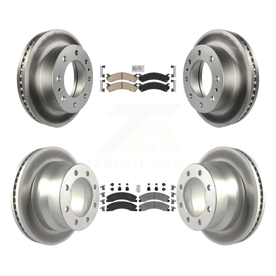 Front Ceramic Rear Semi-Metallic Pad Coat Brake Rotors Kit For Chevrolet Express 4500 GMC KGA-101354