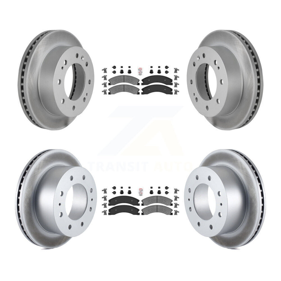 Front Rear Semi-Metallic Pad Coated Brake Rotor Kit For GMC Chevrolet Sierra 2500 HD 3500 KGA-101363