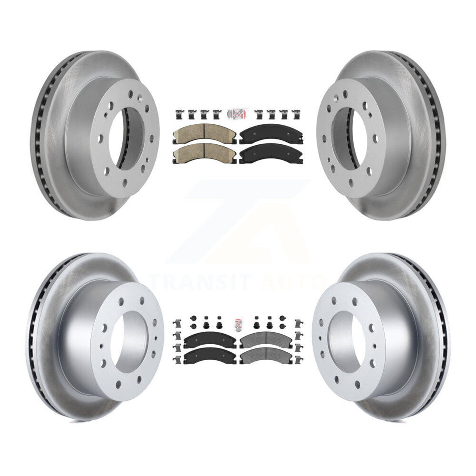 Front Ceramic Rear Semi-Metallic Pad Coated Brake Rotor Kit For GMC Chevrolet Sierra 2500 KGA-101364