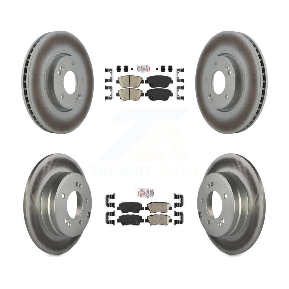 Front Rear Ceramic Pads And Coated Disc Brake Rotors Kit For Hyundai Sonata Kia Optima KGA-101412