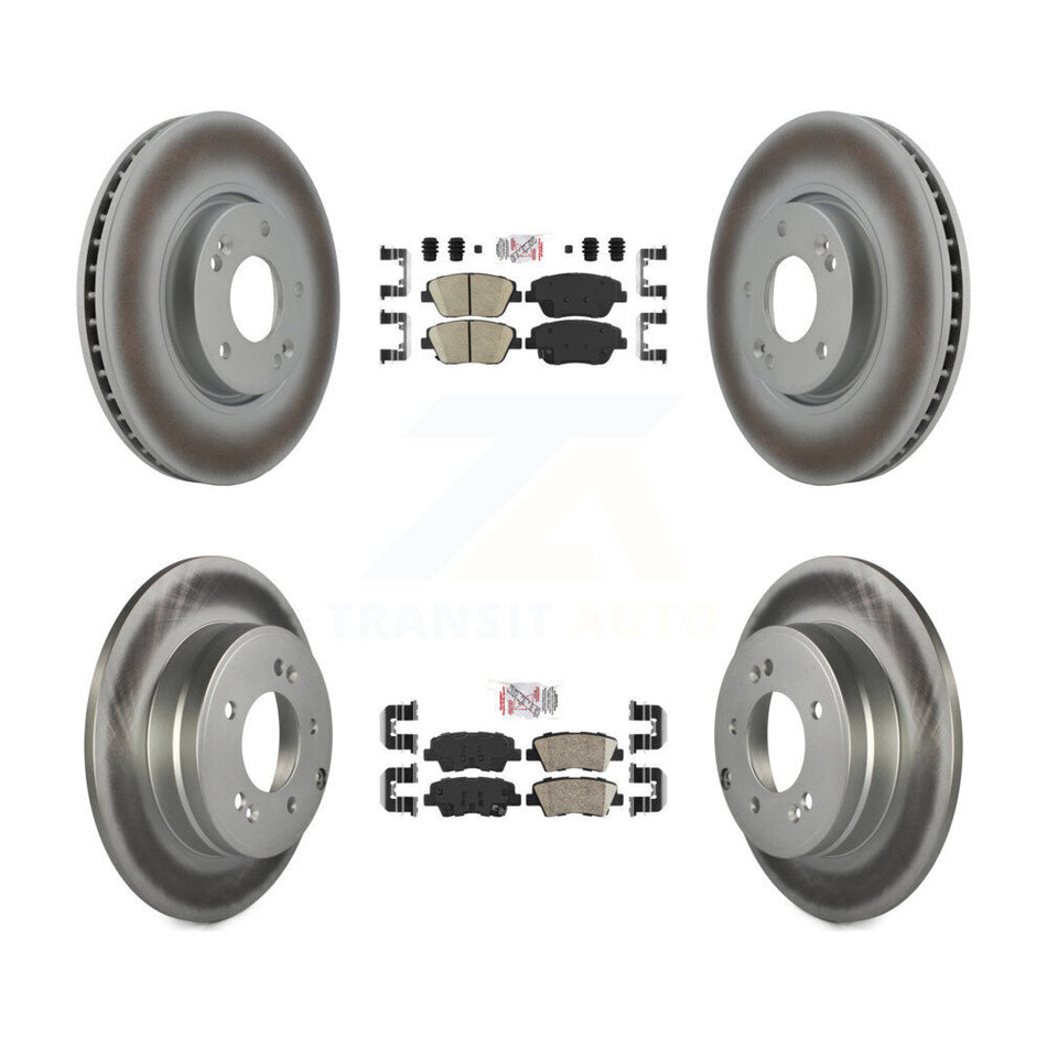 Front Rear Ceramic Pads And Coated Disc Brake Rotors Kit For Hyundai Sonata Kia Optima KGA-101412