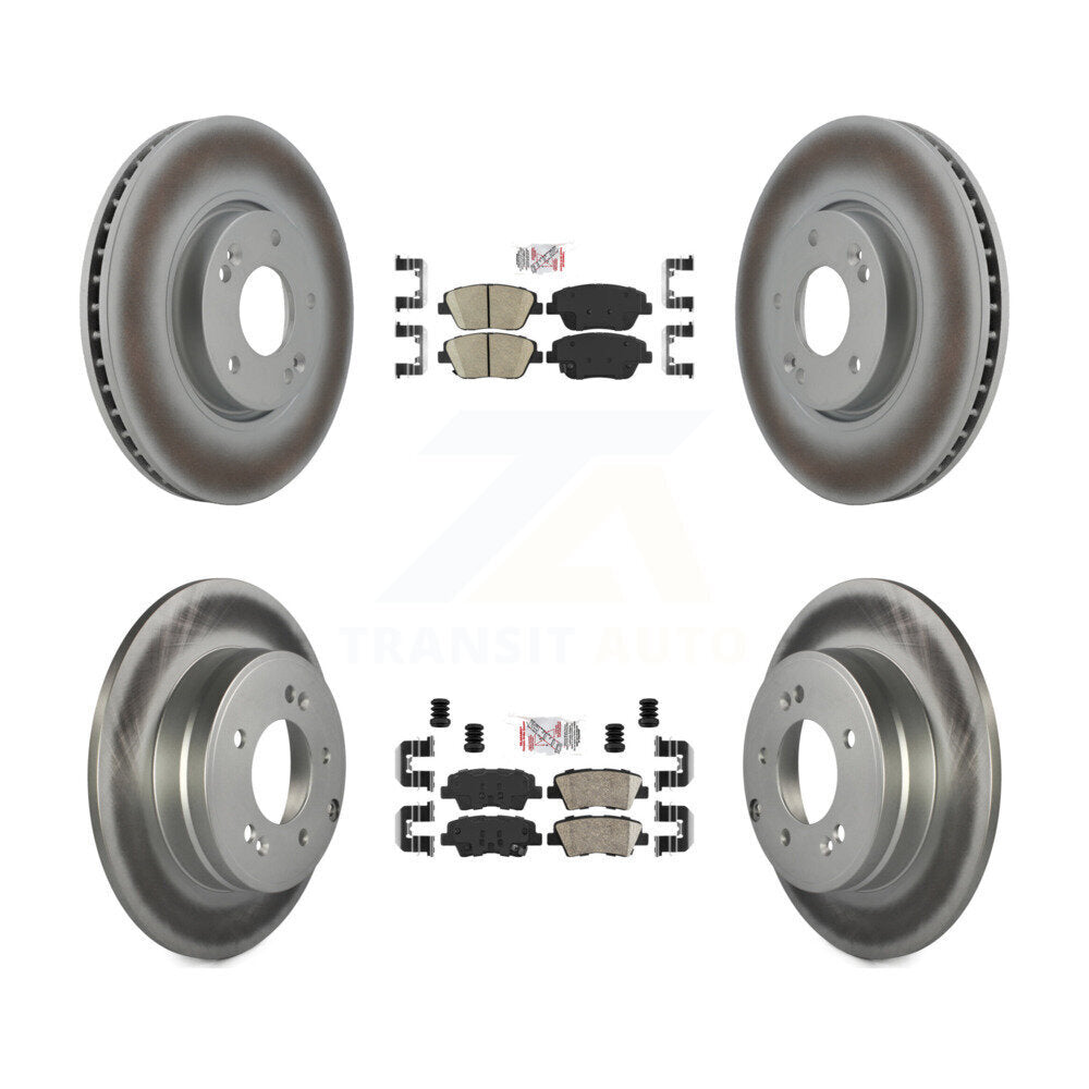 Front Rear Ceramic Pads And Coated Disc Brake Rotors Kit For Hyundai Sonata Kia Optima KGA-101413