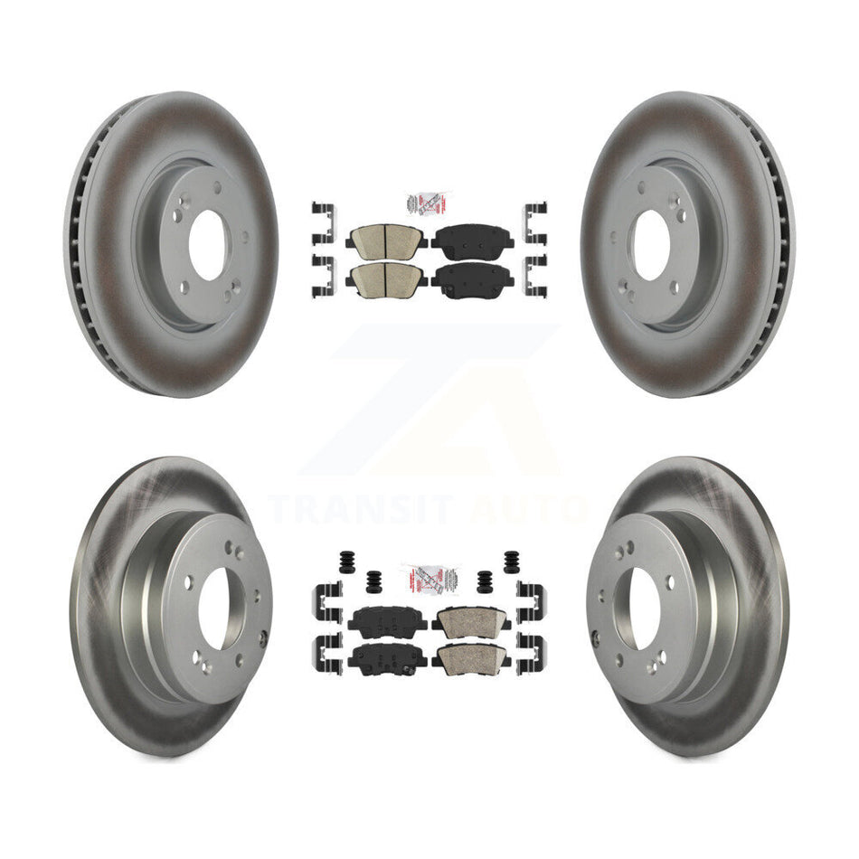 Front Rear Ceramic Pads And Coated Disc Brake Rotors Kit For Hyundai Sonata Kia Optima KGA-101413