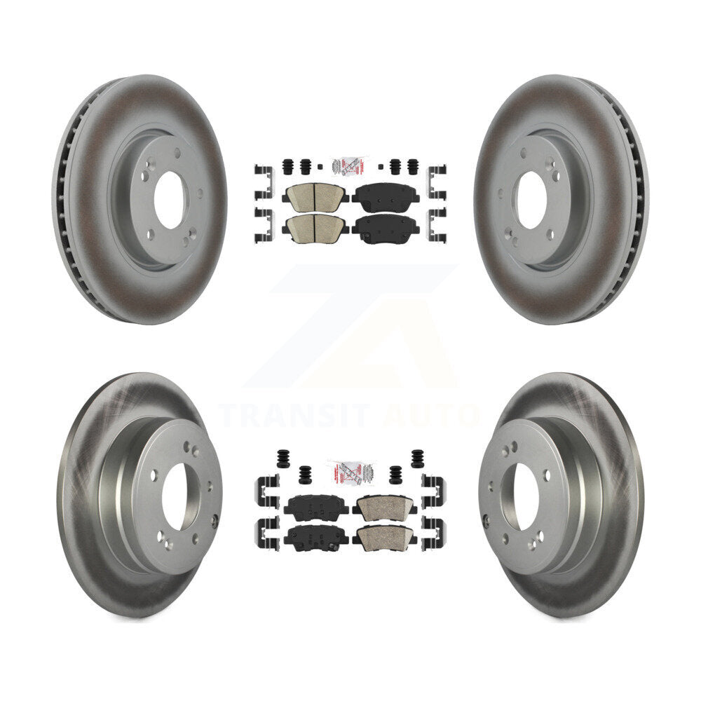 Front Rear Ceramic Pads And Coated Disc Brake Rotors Kit For Hyundai Sonata Kia Optima KGA-101414