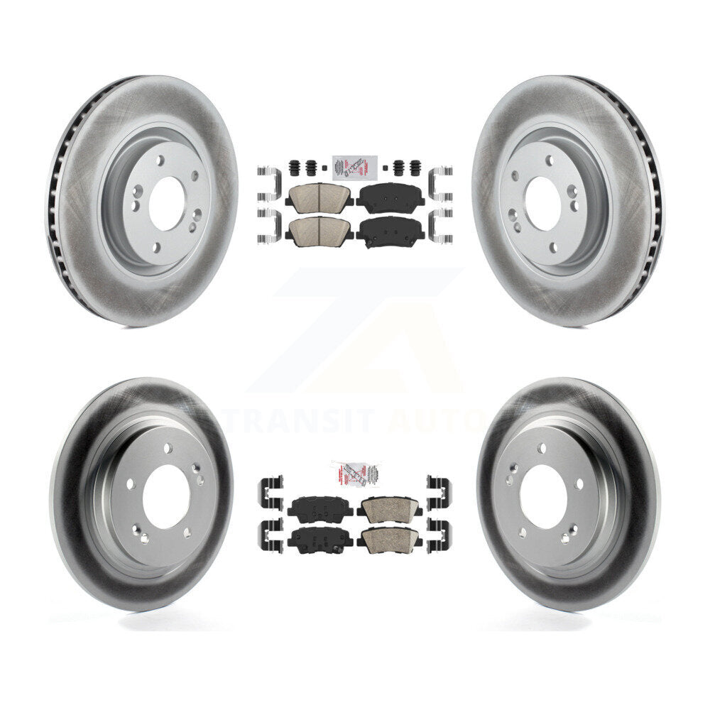Front Rear Ceramic Pad & Coated Disc Brake Rotors Kit For 2016-2017 Hyundai Azera Limited KGA-101421
