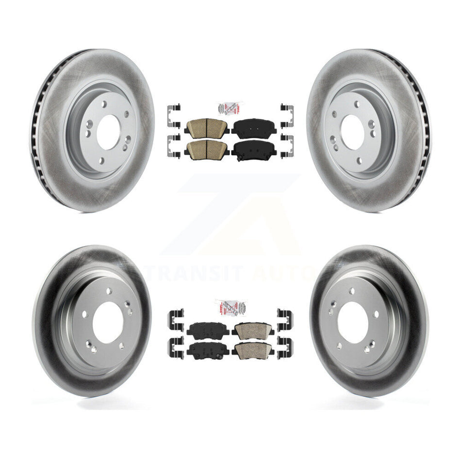 Front Rear Ceramic Pad & Coated Disc Brake Rotors Kit For 2016-2017 Hyundai Azera Limited KGA-101422