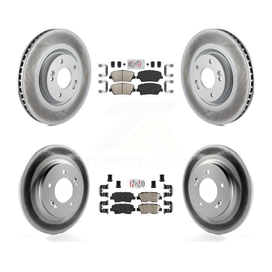 Front Rear Ceramic Pad & Coated Disc Brake Rotors Kit For 2016-2017 Hyundai Azera Limited KGA-101423