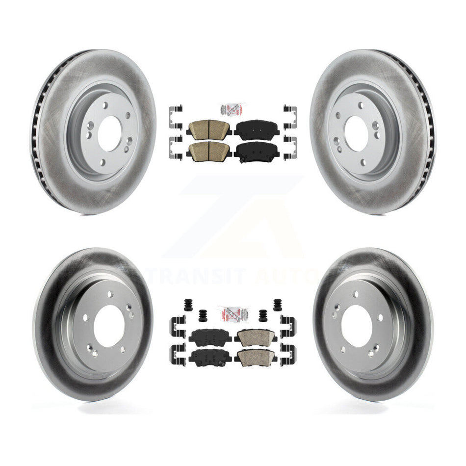 Front Rear Ceramic Pad & Coated Disc Brake Rotors Kit For 2016-2017 Hyundai Azera Limited KGA-101424