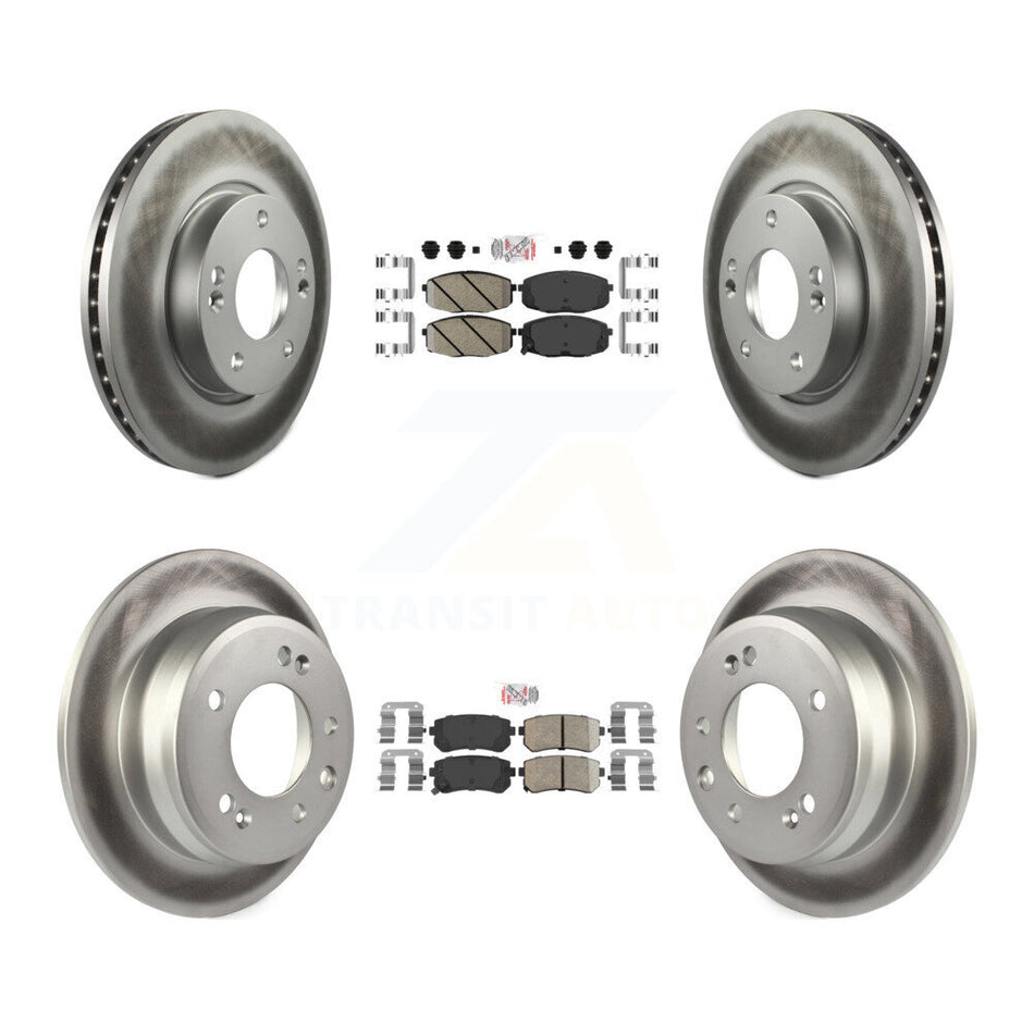 Front Rear Ceramic Pads And Coated Disc Brake Rotors Kit For Hyundai Elantra KGA-101427