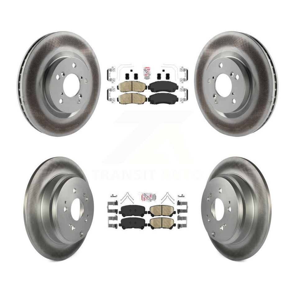 Front Rear Ceramic Pads And Coated Disc Brake Rotors Kit For 2011-2014 Honda Odyssey KGA-101454