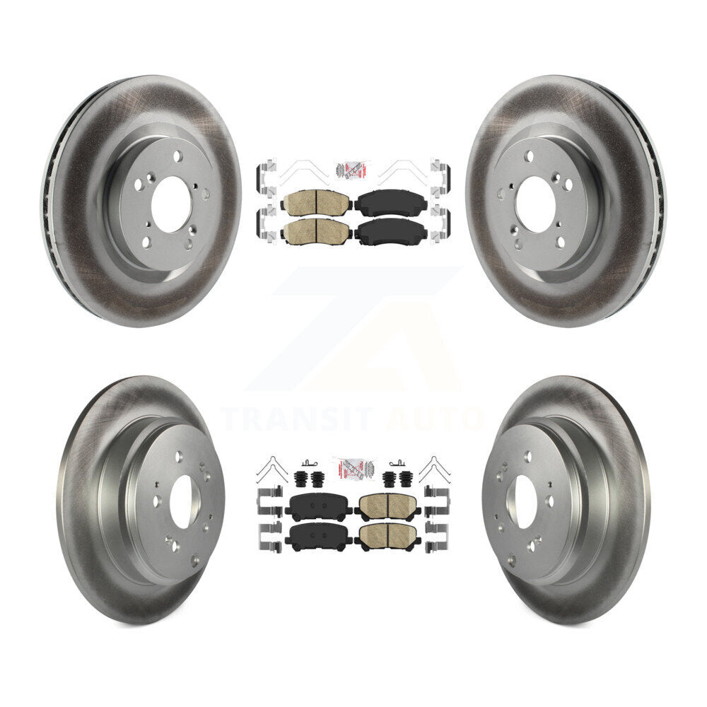 Front Rear Ceramic Pads And Coated Disc Brake Rotors Kit For 2011-2014 Honda Odyssey KGA-101455