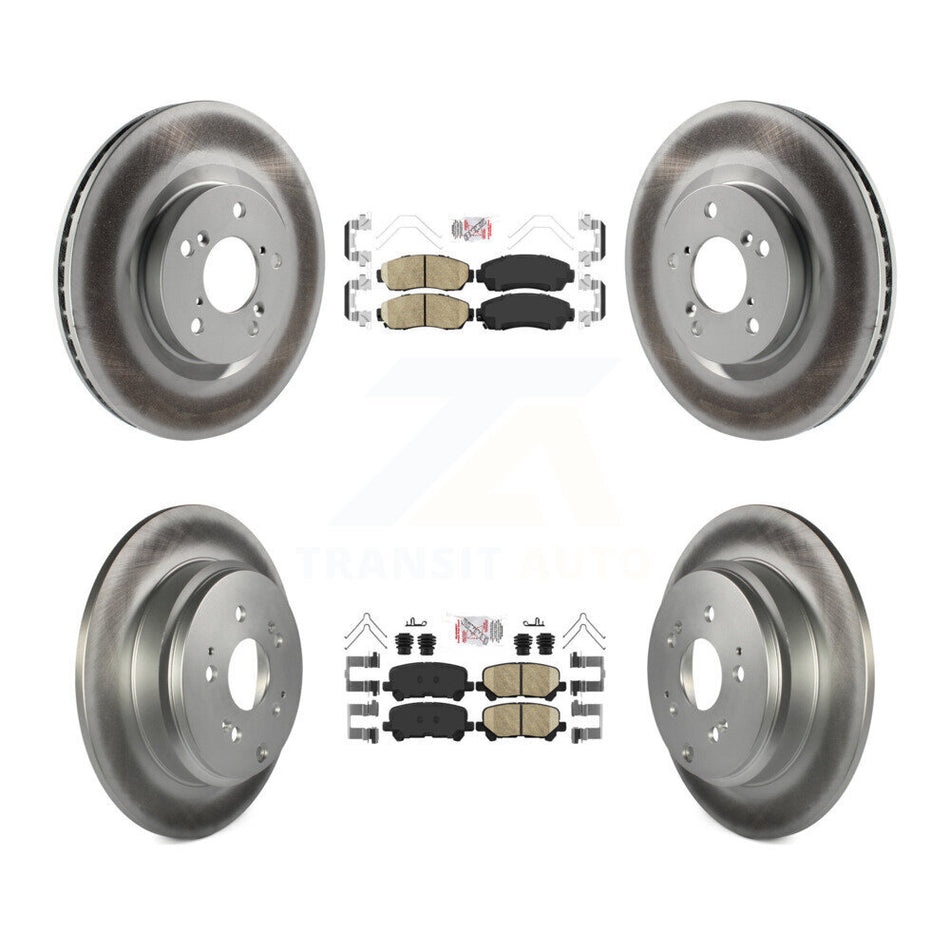Front Rear Ceramic Pads And Coated Disc Brake Rotors Kit For 2011-2014 Honda Odyssey KGA-101455