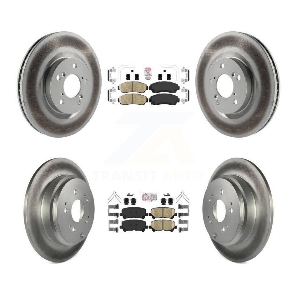 Front Rear Ceramic Pads And Coated Disc Brake Rotors Kit For 2011-2014 Honda Odyssey KGA-101456