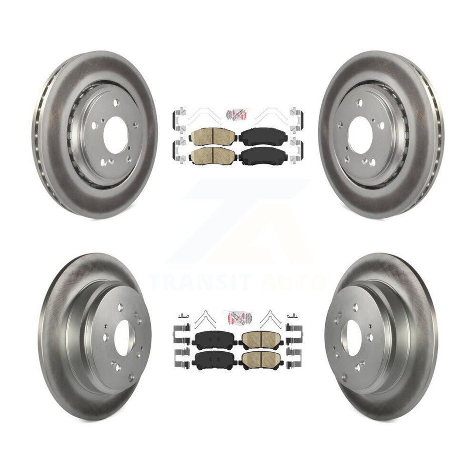 Front Rear Ceramic Pads And Coated Disc Brake Rotors Kit For 2015-2017 Honda Odyssey KGA-101457