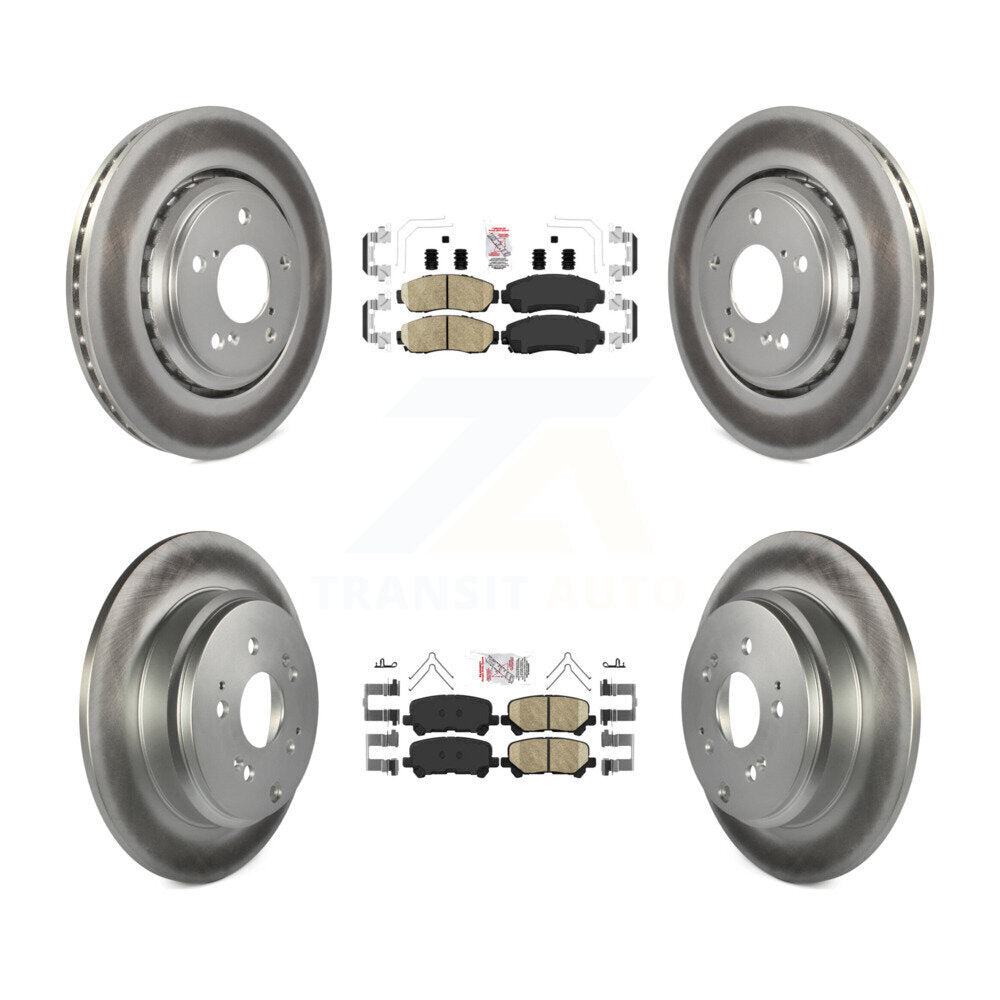 Front Rear Ceramic Pads And Coated Disc Brake Rotors Kit For 2015-2017 Honda Odyssey KGA-101458