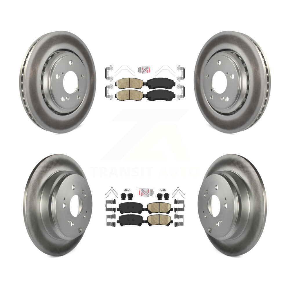 Front Rear Ceramic Pads And Coated Disc Brake Rotors Kit For 2015-2017 Honda Odyssey KGA-101459