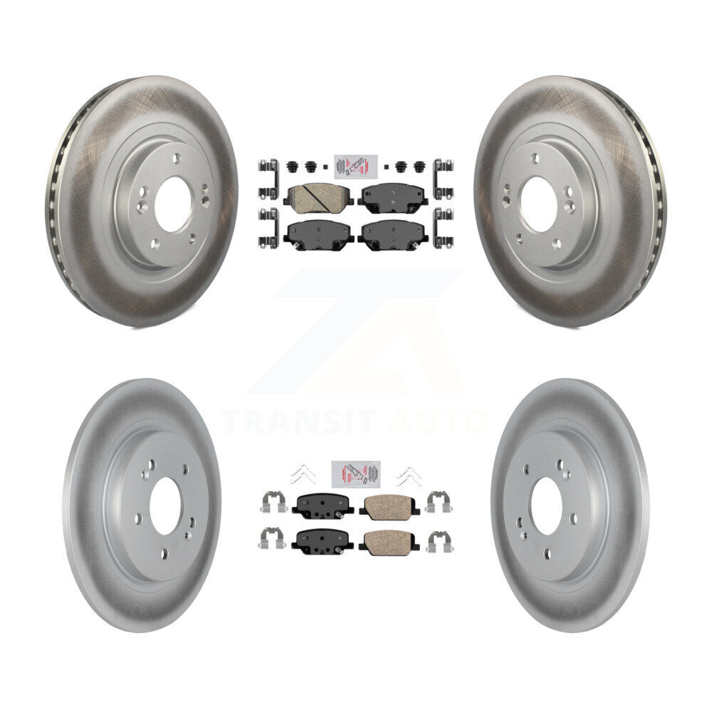 Front Rear Ceramic Pads And Coated Disc Brake Rotors Kit For 2019-2020 Hyundai Santa Fe KGA-101471