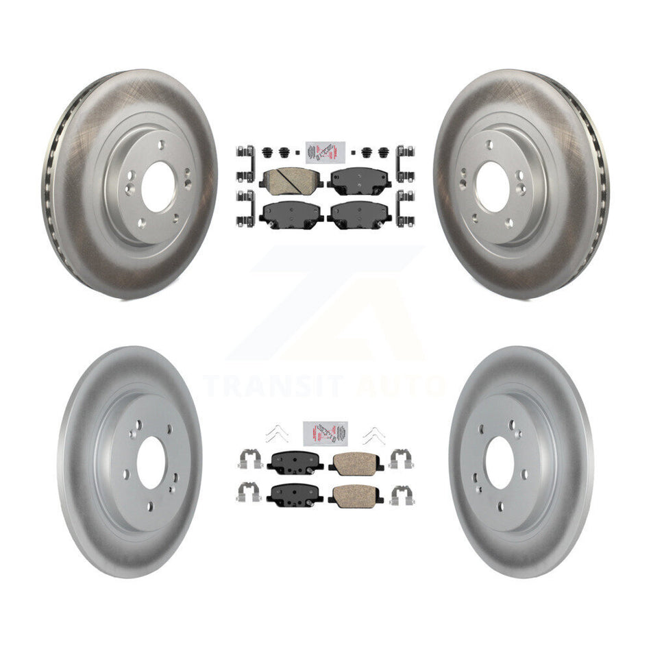 Front Rear Ceramic Pads And Coated Disc Brake Rotors Kit For 2019-2020 Hyundai Santa Fe KGA-101471