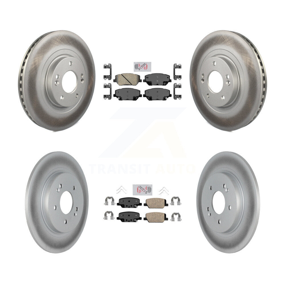 Front Rear Ceramic Pads And Coated Disc Brake Rotors Kit For 2019-2020 Hyundai Santa Fe KGA-101472
