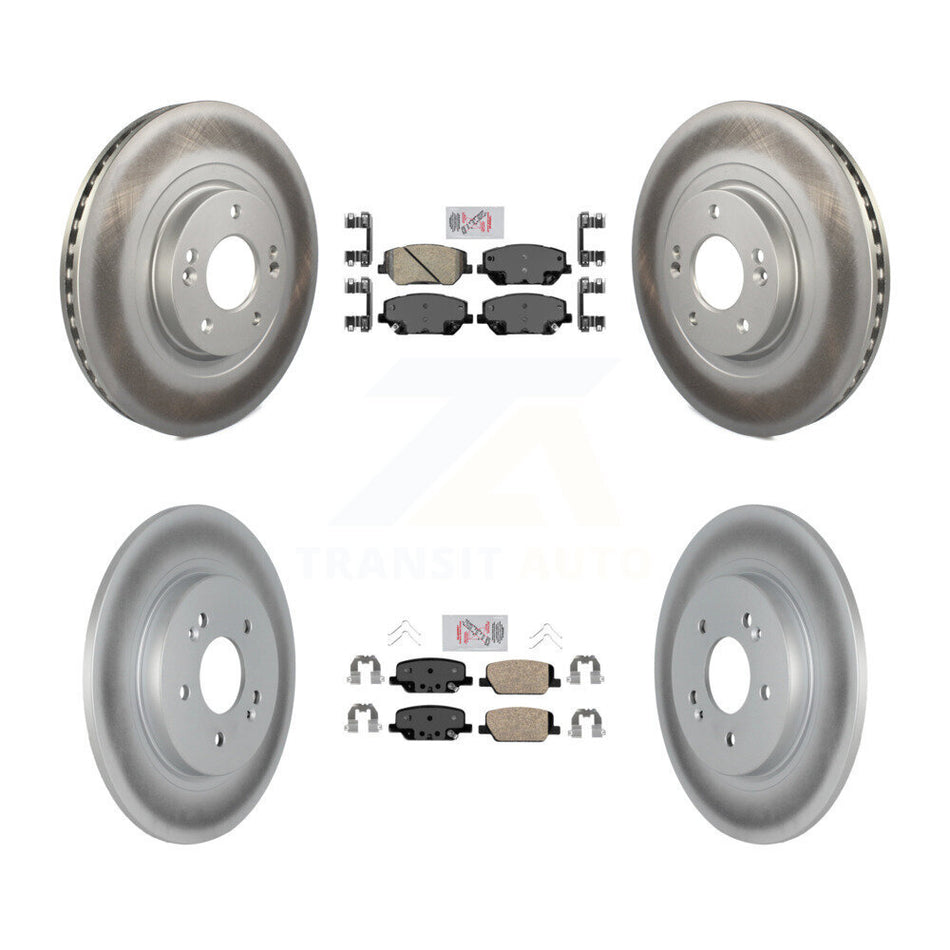 Front Rear Ceramic Pads And Coated Disc Brake Rotors Kit For 2019-2020 Hyundai Santa Fe KGA-101472
