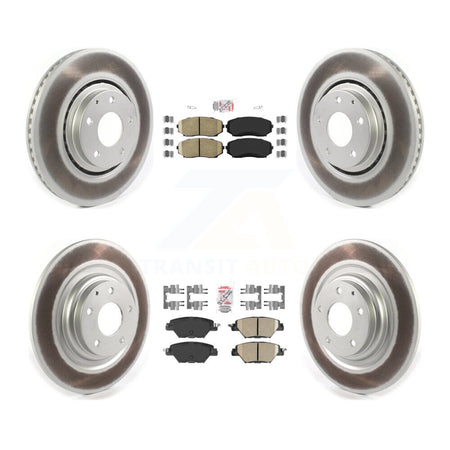 Front Rear Ceramic Pads And Coated Disc Brake Rotors Kit For 2016-2023 Mazda CX-9 KGA-101477