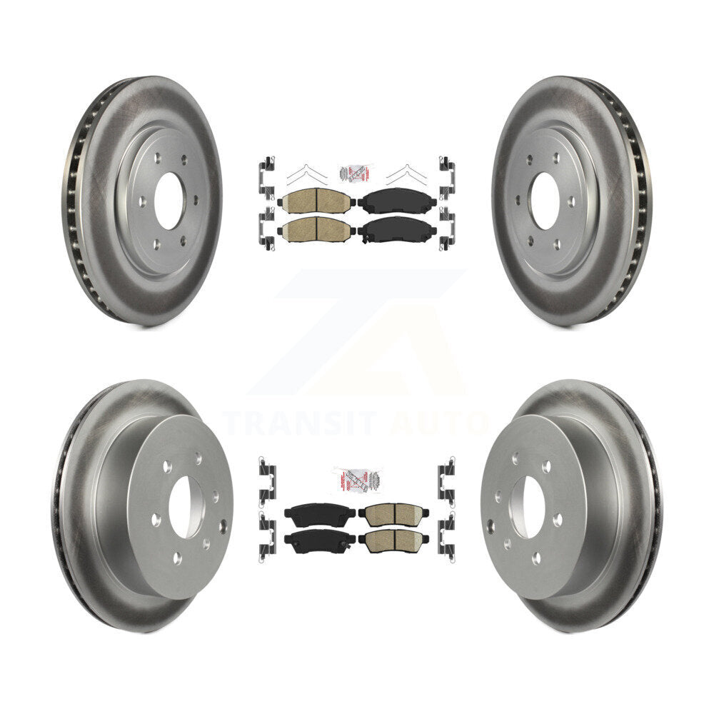 Front Rear Ceramic Pad & Coated Brake Rotor Kit For Nissan Frontier Xterra Suzuki Equator KGA-101497