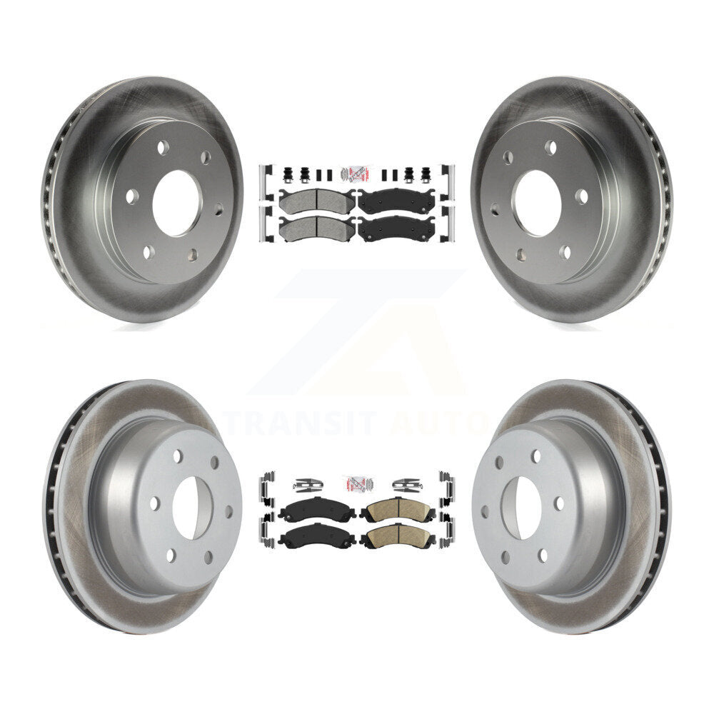 Front Semi-Metallic Rear Ceramic Pad Coat Brake Rotors Kit For Chevrolet GMC Silverado XL KGA-101517