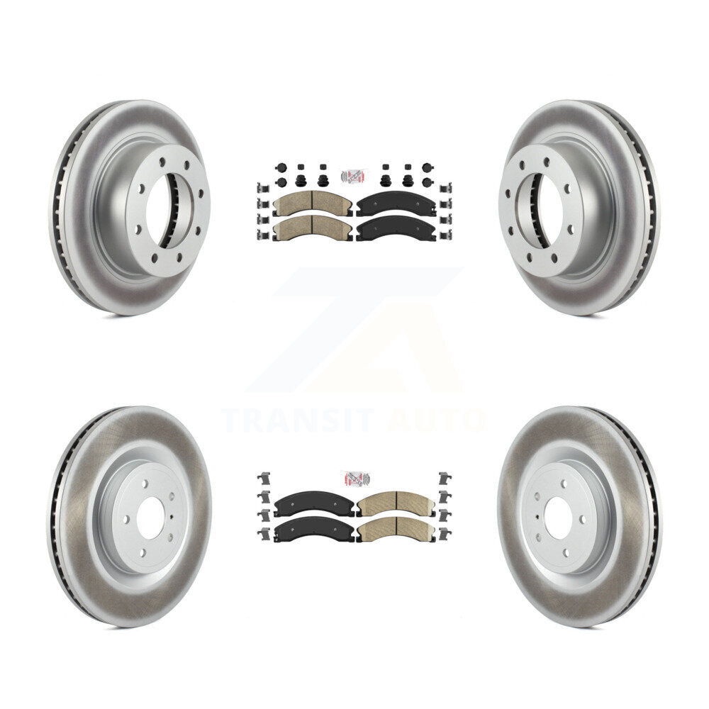 Front Rear Ceramic Pad & Coated Brake Rotor Kit For 2012-2021 Nissan NV2500 NV3500 NV1500 KGA-101536