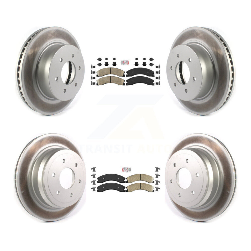 Front Rear Ceramic Pads And Coated Disc Brake Rotors Kit For 2016-2024 Nissan TITAN XD KGA-101539