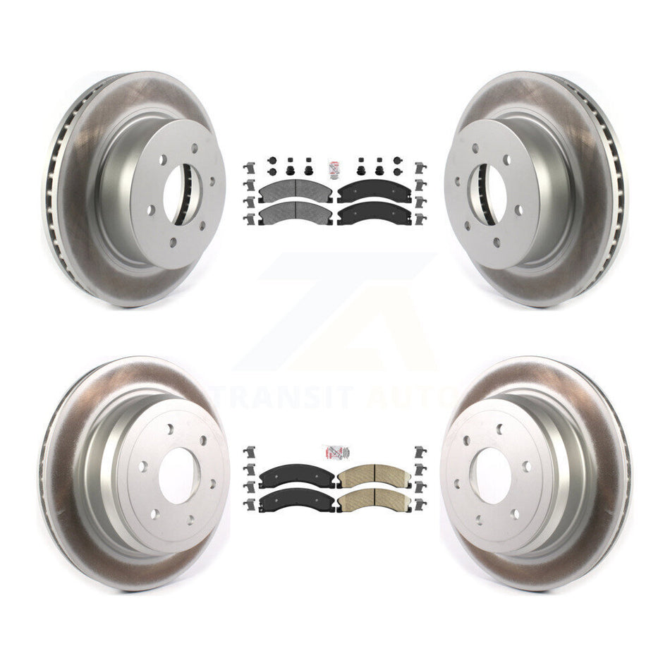 Front Semi-Metallic Rear Ceramic Pad Coated Brake Rotor Kit For 2016-2024 Nissan TITAN XD KGA-101540
