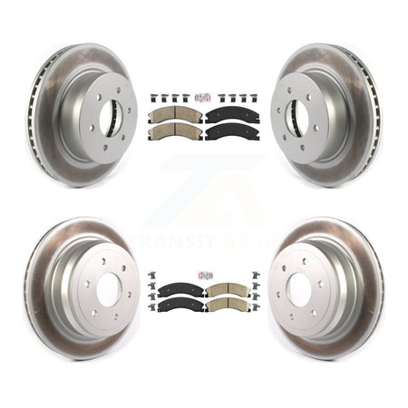 Front Rear Ceramic Pads And Coated Disc Brake Rotors Kit For 2016-2024 Nissan TITAN XD KGA-101541