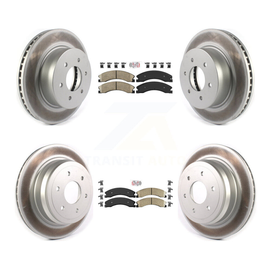 Front Rear Ceramic Pads And Coated Disc Brake Rotors Kit For 2016-2024 Nissan TITAN XD KGA-101541