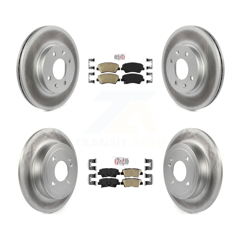 Front Rear Ceramic Pads And Coated Disc Brake Rotors Kit For Hyundai Accent Kia Rio KGA-101542