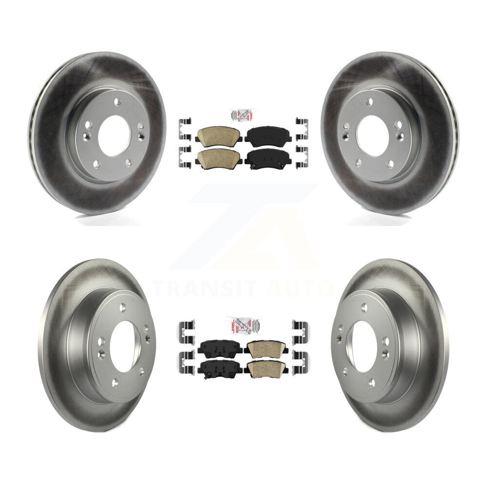 Front Rear Ceramic Pad & Coated Brake Rotor Kit For Hyundai Elantra GT Kia Forte Veloster KGA-101544