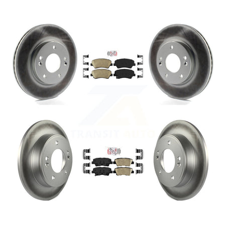 Front Rear Ceramic Pad & Coated Brake Rotor Kit For Hyundai Elantra GT Kia Forte Veloster KGA-101544