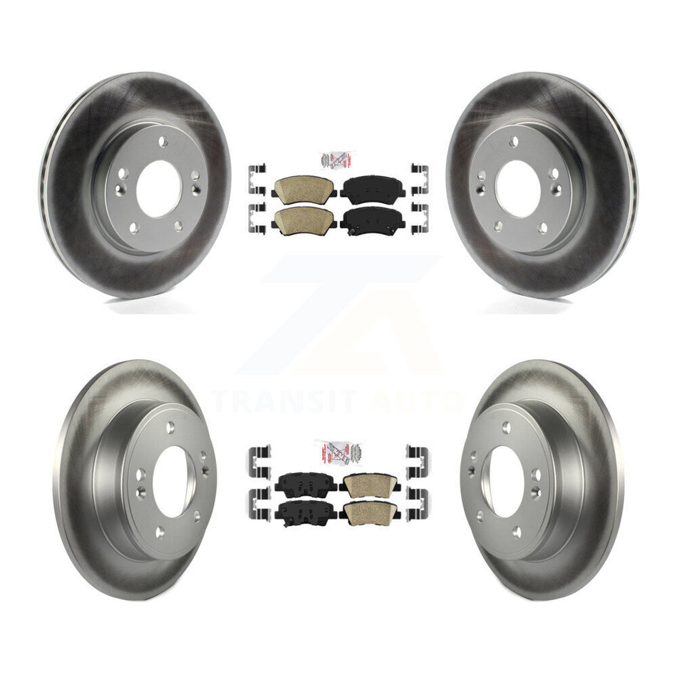 Front Rear Ceramic Pad & Coated Brake Rotor Kit For Hyundai Elantra GT Kia Forte Veloster KGA-101544