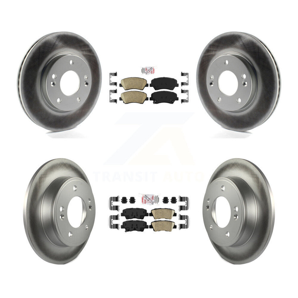 Front Rear Ceramic Pad & Coated Brake Rotor Kit For Hyundai Elantra GT Kia Forte Veloster KGA-101545