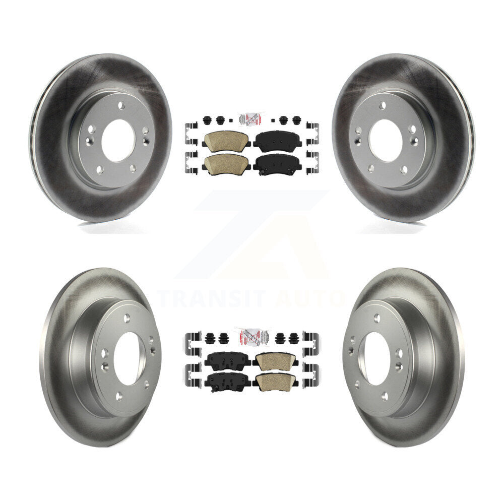 Front Rear Ceramic Pad & Coated Brake Rotor Kit For Hyundai Elantra GT Kia Forte Veloster KGA-101547