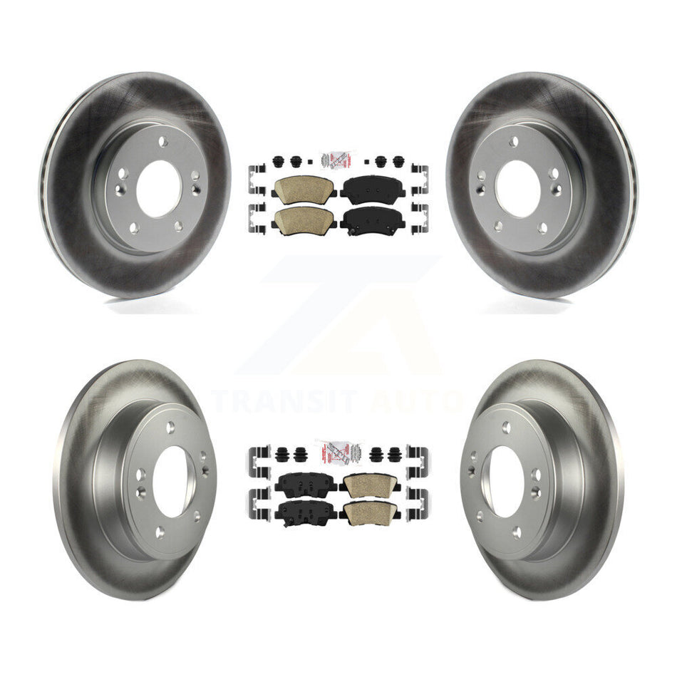 Front Rear Ceramic Pad & Coated Brake Rotor Kit For Hyundai Elantra GT Kia Forte Veloster KGA-101547