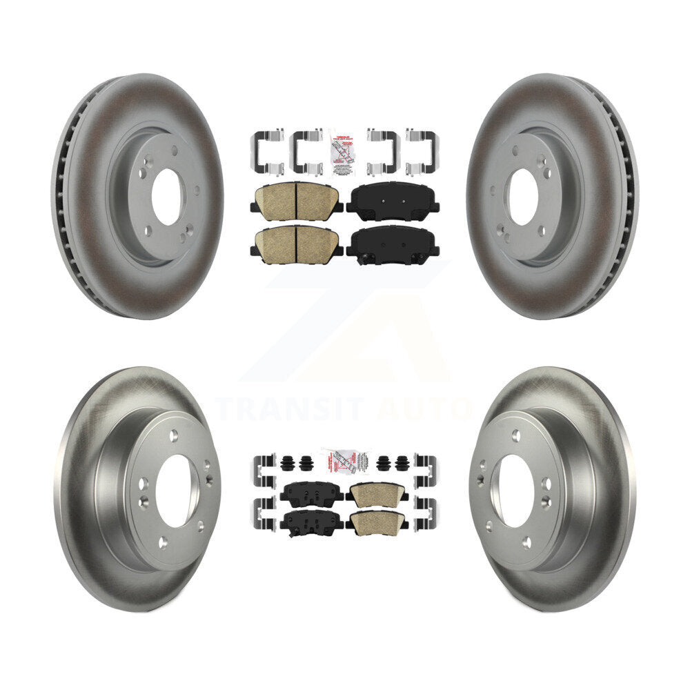 Front Rear Ceramic Pad Coated Brake Rotor Kit For 2013-2015 Hyundai Veloster Turbocharged KGA-101550