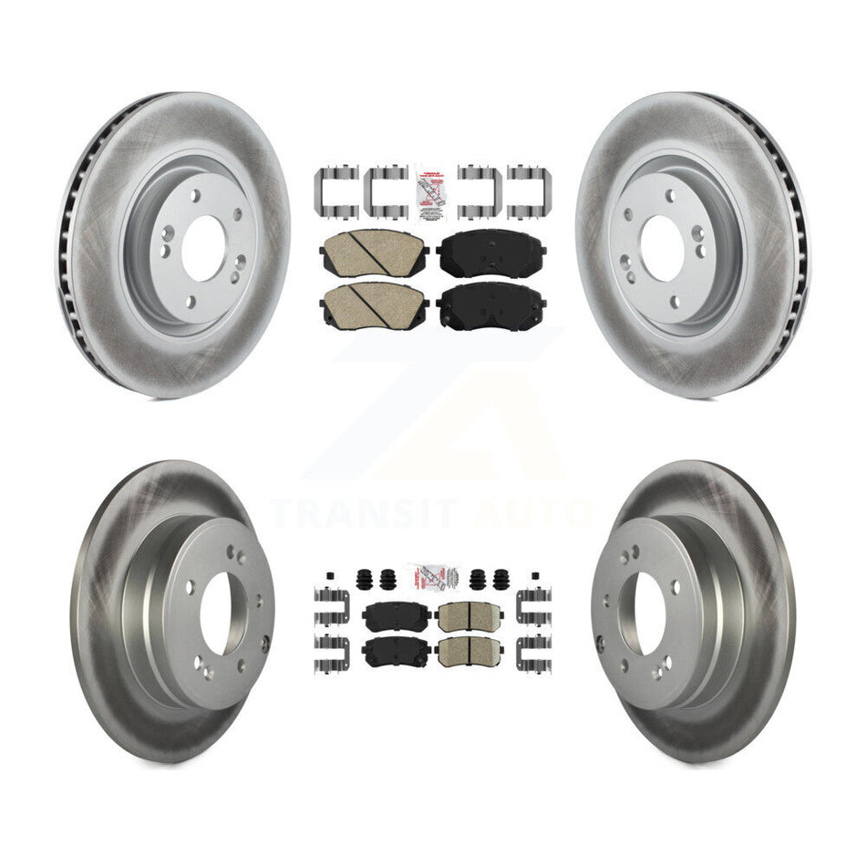 Front Rear Ceramic Pads And Coated Disc Brake Rotors Kit For Hyundai Tucson Kia Cadenza KGA-101554