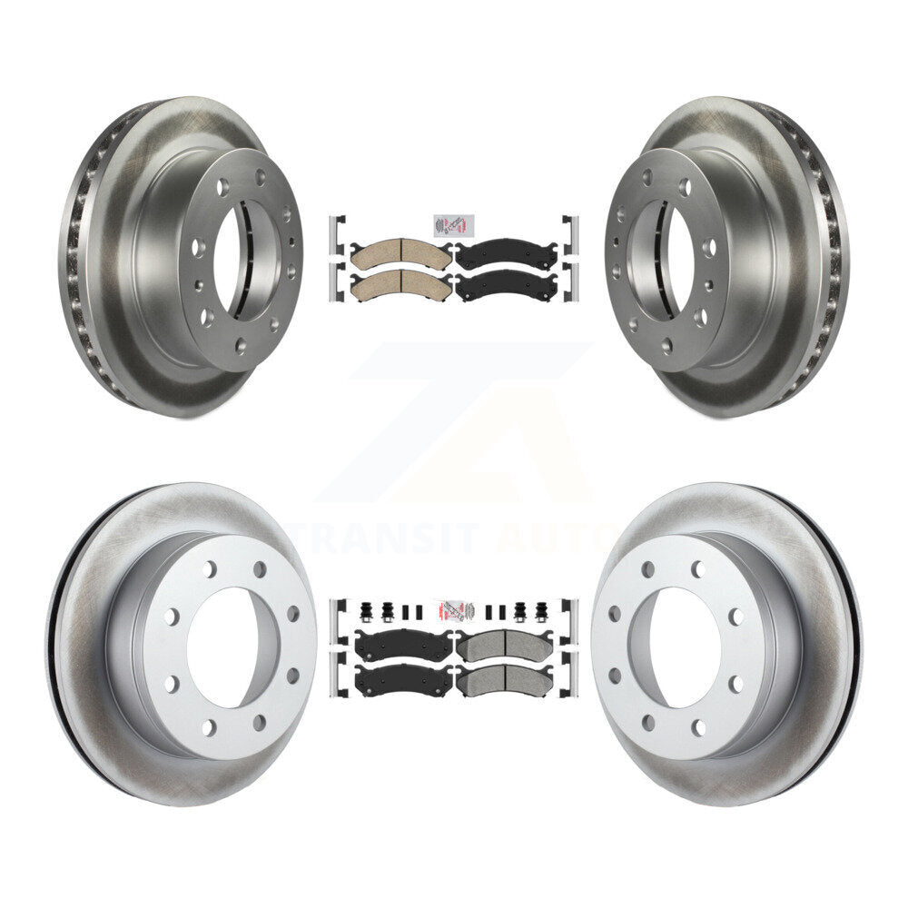 Front Ceramic Rear Semi-Metallic Pad Coated Brake Rotor Kit For Chevrolet GMC Sierra 2500 KGA-101584