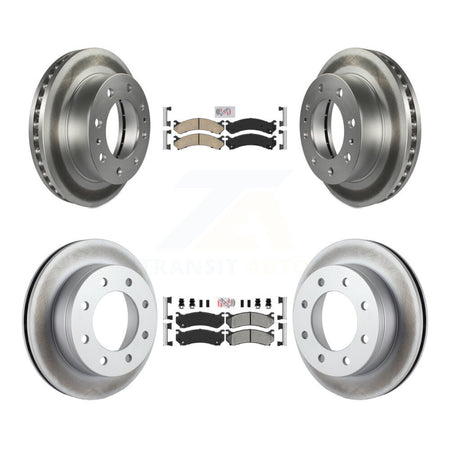 Front Ceramic Rear Semi-Metallic Pad Coated Brake Rotor Kit For Chevrolet GMC Sierra 2500 KGA-101584