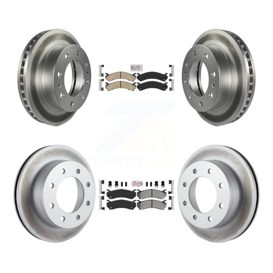 Front Ceramic Rear Semi-Metallic Pad Coated Brake Rotor Kit For Chevrolet GMC Sierra 2500 KGA-101584